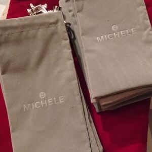 LOT OF 18 Michele Grey Watch Drawstring Dust Bags With Care Inserts